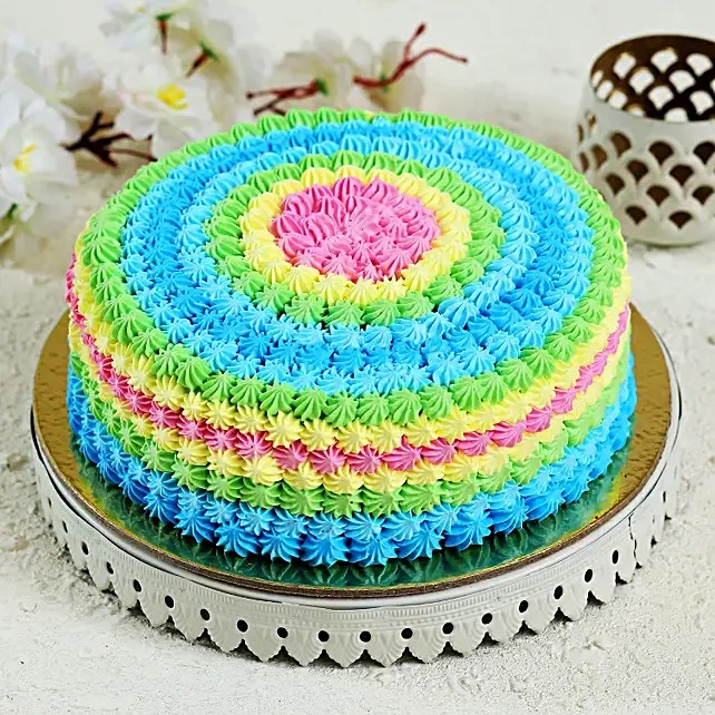 Colourful Cream Strawberry Cake